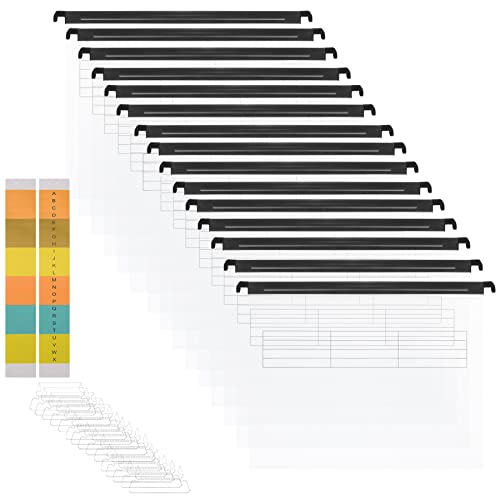 MerryNine A4-Hängemappen,Polypropylen-Aktenschrank, Hängemappen mit Tabs und Karteneinsätzen, für Schule, Zuhause, Arbeit, Büro, Organisation (1, Transparent) von MerryNine