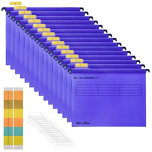 MerryNine A4-Hängemappen,Polypropylen-Aktenschrank, Hängemappen mit Tabs und Karteneinsätzen, für Schule, Zuhause, Arbeit, Büro, Organisation (1, Violett) von MerryNine