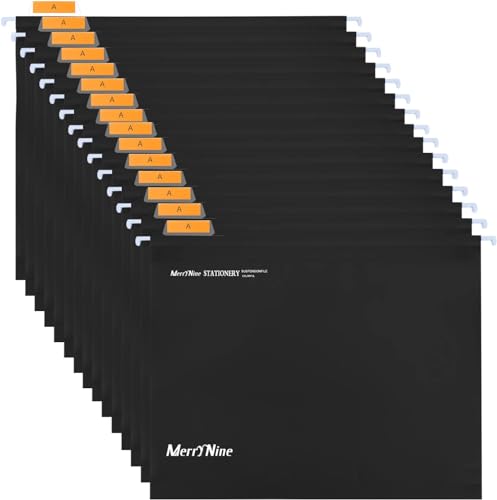 Merrynine Hängeregistratur-Ordner, Briefgröße, Polypropylen, Aktenschrank, Ordner, Organizer mit 1/5-geschnittenen Registern und Einsätzen, Aktenordner für Büro, Schule, Zuhause, Krankenhaus, Schwarz Merrynine Hängeregistratur-Ordner, Briefgröße, Polypropylen, Aktenschrank, Ordner, Organizer mit 1/5-geschnittenen Registern und Einsätzen, Aktenordner für Büro, Schule, Zuhause, Krankenhaus, Schwarz von MerryNine