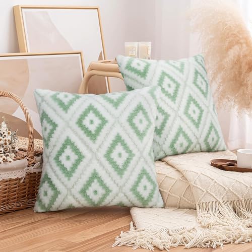 Merrycolor 2er Set Plüsch Kissenbezug 45x45cm Rechteckig Zierkissenbezug Flauschig Wolle Samt Kissenbezüge Boho Deko Kissen Sofakissen Dekokissen für Schlafzimmer Wohnzimmer Grün Merrycolor 2er Set Plüsch Kissenbezug 45x45cm Rechteckig Zierkissenbezug Flauschig Wolle Samt Kissenbezüge Boho Deko Kissen Sofakissen Dekokissen für Schlafzimmer Wohnzimmer Grün von Merrycolor
