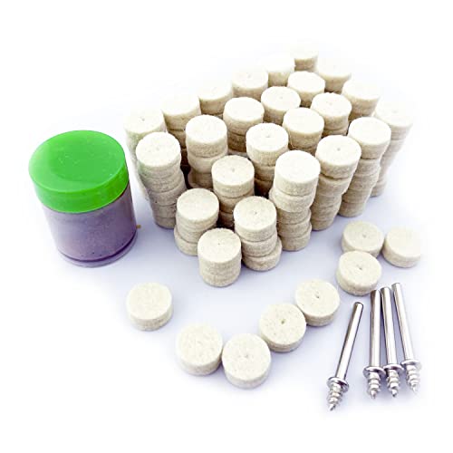 Merryland Wollfilz Polierscheibe für Dremel 125 Stück, 13mm Polierrad 120 Stück Polierpaste 1 Stück und 3,17mm Mandrel 4 Stück, Filzscheibe Polierset Mini Drehwerkzeug Zubehör, RMTA125C2 Merryland Wollfilz Polierscheibe für Dremel 125 Stück, 13mm Polierrad 120 Stück Polierpaste 1 Stück und 3,17mm Mandrel 4 Stück, Filzscheibe Polierset Mini Drehwerkzeug Zubehör, RMTA125C2 von Merryland