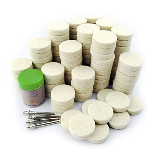 Merryland Wollfilz Polierscheibe für Dremel 125 Stück, Polierrad 25mm 120 Stück Polierpaste 1 Stück und 3,17mm Mandrel 4 Stück, Filzscheibe Polierset Mini Drehwerkzeug Zubehör, RMTA125C1 Merryland Wollfilz Polierscheibe für Dremel 125 Stück, Polierrad 25mm 120 Stück Polierpaste 1 Stück und 3,17mm Mandrel 4 Stück, Filzscheibe Polierset Mini Drehwerkzeug Zubehör, RMTA125C1 von Merryland
