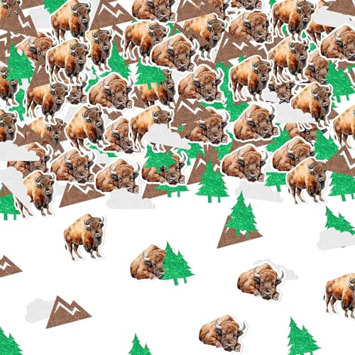 200 Stück Buffalo-Themen-Konfetti, Bison-Themen-Party, Tischdekoration, Bison, Wald, bewölkt, ausgeschnittenes Büffel-Konfetti-Set für Kinder, Babyparty, Geburtstagsparty, Wald-Motto-Party, 200 Stück Buffalo-Themen-Konfetti, Bison-Themen-Party, Tischdekoration, Bison, Wald, bewölkt, ausgeschnittenes Büffel-Konfetti-Set für Kinder, Babyparty, Geburtstagsparty, Wald-Motto-Party, von Merrystorm