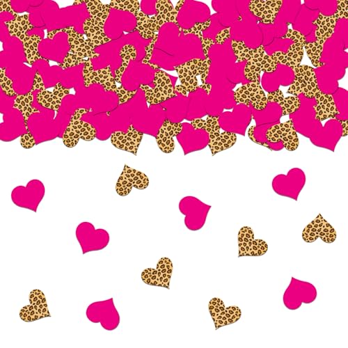 200 Stück Leopardenmuster Herz Konfetti Leopard & Gepard Party Dekorationen Rose Rot Herz Konfetti Tischdekoration für Jungen Mädchen Babyparty Geburtstag Junggesellinnenabschied Brautparty Verlobung von Merrystorm