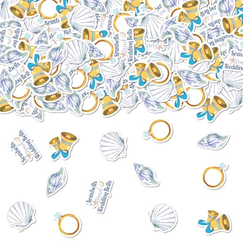 200 Stück Muscheln und Hochzeitsglocken, Konfetti, Junggesellinnenabschied, Dekoration, Diamantring, Muscheln, Tischdekoration für Küste, Cowgirl, Wochenende, Ozean, Hochzeit, Partyzubehör 200 Stück Muscheln und Hochzeitsglocken, Konfetti, Junggesellinnenabschied, Dekoration, Diamantring, Muscheln, Tischdekoration für Küste, Cowgirl, Wochenende, Ozean, Hochzeit, Partyzubehör von Merrystorm