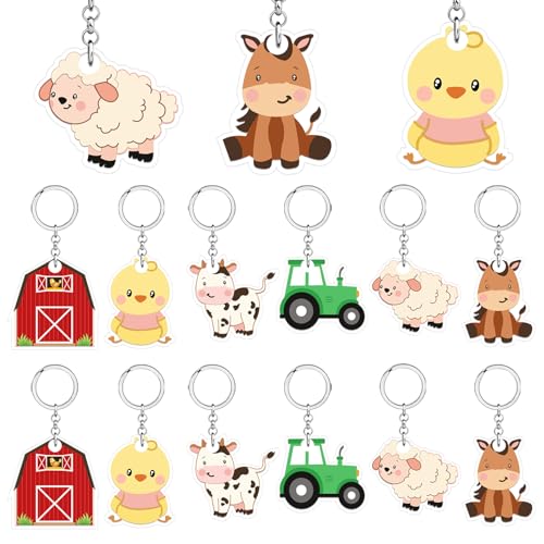 24 Stück Bauernhoftier-Schlüsselanhänger für Barnyard Partyzubehör, Acryl, Schaf, Kuh, Ente, Schlüsselanhänger, niedliches Geschenk, Zubehör für Kinder, Bauernhoftiere, Geburtstag, Babyparty 24 Stück Bauernhoftier-Schlüsselanhänger für Barnyard Partyzubehör, Acryl, Schaf, Kuh, Ente, Schlüsselanhänger, niedliches Geschenk, Zubehör für Kinder, Bauernhoftiere, Geburtstag, Babyparty von Merrystorm