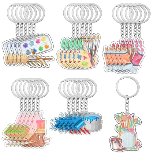 24 Stück Kunstmal-Schlüsselanhänger, Partyzubehör, Spritzpalette, Pinsel, Acryl-Schlüsselanhänger, Kunstmalerei, Schlüsselanhänger, Geschenke, Zubehör für Kinder, Künstler, Geburtstag, Party von Merrystorm