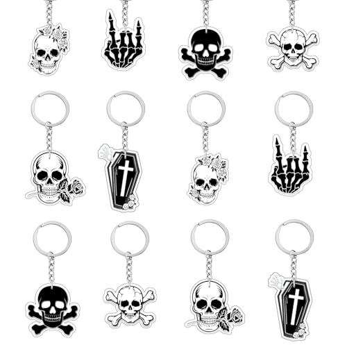 24 x Gothic-Schlüsselanhänger, Partygeschenke, Totenkopf-Grab-Acryl-Schlüsselanhänger, Gothic-Schlüsselanhänger, "Death to My 20s 30th Birthday", Gastgeschenke für gruselige Halloween, Hochzeit von Merrystorm