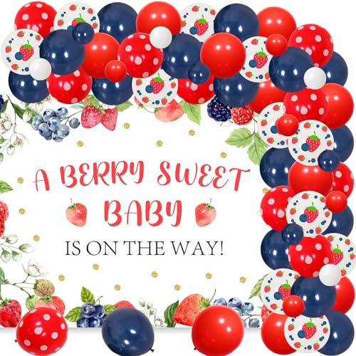 66 Stück Beeren-süße Babyparty-Dekorationen, Blaubeer-Erdbeer-Ballon-Girlande, Bogen-Set mit einem Beeren-Süße-Baby ist auf dem Weg, Hintergrund für Mädchen, Obstbeeren, Motto-Babyparty-Zubehör 66 Stück Beeren-süße Babyparty-Dekorationen, Blaubeer-Erdbeer-Ballon-Girlande, Bogen-Set mit einem Beeren-Süße-Baby ist auf dem Weg, Hintergrund für Mädchen, Obstbeeren, Motto-Babyparty-Zubehör von Merrystorm