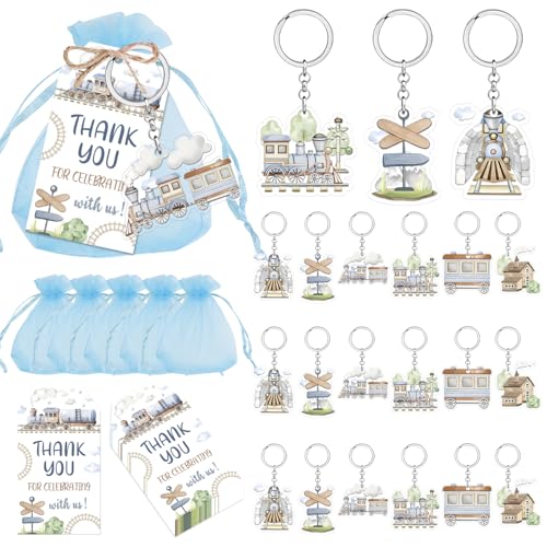 72 Stück Retro-Zug-Partygeschenke, Retro-Zug-Geburtstagsgeschenke, Taschen, Füller, Zug, Schlüsselanhänger, Dankeschön-Etiketten, blaue Organza-Beutel für Zug, Geburtstagsparty, Dekorationen 72 Stück Retro-Zug-Partygeschenke, Retro-Zug-Geburtstagsgeschenke, Taschen, Füller, Zug, Schlüsselanhänger, Dankeschön-Etiketten, blaue Organza-Beutel für Zug, Geburtstagsparty, Dekorationen von Merrystorm