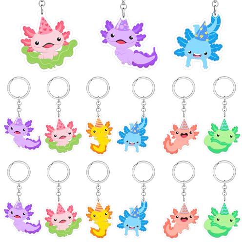 Axolotl-Schlüsselanhänger, bunt, Axolotl-Acryl-Schlüsselanhänger, Axolotl-Geschenke, Zubehör für Kinder, Axolotl, Geburtstagsparty-Dekorationen, Babyparty, Geburtstagsparty, Gastgeschenke, 24 Stück Axolotl-Schlüsselanhänger, bunt, Axolotl-Acryl-Schlüsselanhänger, Axolotl-Geschenke, Zubehör für Kinder, Axolotl, Geburtstagsparty-Dekorationen, Babyparty, Geburtstagsparty, Gastgeschenke, 24 Stück von Merrystorm