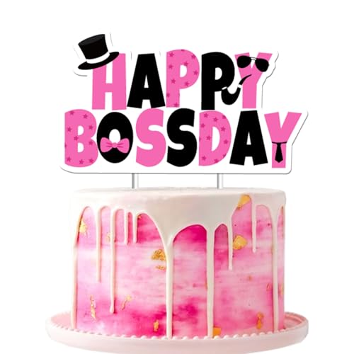 Boss Cake Topper Boss Girl Baby Party Dekorationen Happy Bossday Cake Topper Hot Pink Double Printed Cake Decor for Girls 1st 2nd 3rd Birthday Baby Shower Gender Reveal Party Supplies von Merrystorm