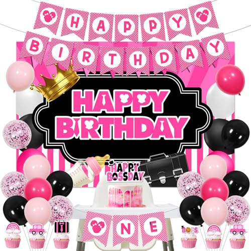 Boss-Thema 1. Geburtstag Dekorationen für Baby Mädchen Hot Pink Boss Geburtstag Hintergrund Banner Happy Boss Day Cake Topper Cupcake Topper Latex Ballon für Baby Mädchen Boss Thema 1. Geburtstag Boss-Thema 1. Geburtstag Dekorationen für Baby Mädchen Hot Pink Boss Geburtstag Hintergrund Banner Happy Boss Day Cake Topper Cupcake Topper Latex Ballon für Baby Mädchen Boss Thema 1. Geburtstag von Merrystorm