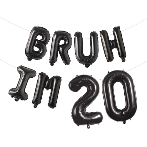 Bruh It's My Birthday Dekorationen Bruh I'm 20 Folienballon Banner 20. Geburtstag Dekor Schwarz für Mann Frau Happy 20th Birthday Party Supplies Fotostudio Prop Flagge Dekor Bruh It's My Birthday Dekorationen Bruh I'm 20 Folienballon Banner 20. Geburtstag Dekor Schwarz für Mann Frau Happy 20th Birthday Party Supplies Fotostudio Prop Flagge Dekor von Merrystorm
