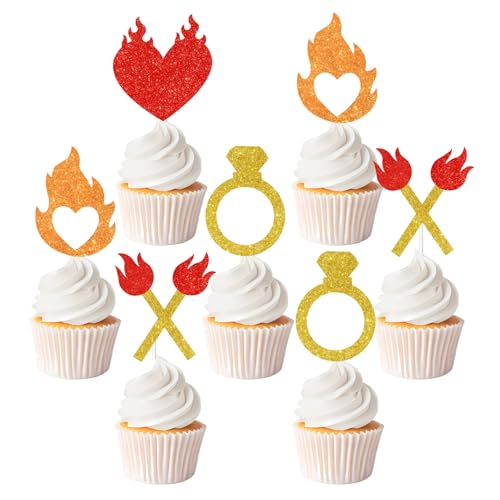 Cupcake-Topper, 24 Stück, mit Aufschrift "She Found Her Perfect Match", perfekte Ergänzung für Junggesellinnenabschied, glitzernde Flamme, Ring-Cupcake-Picks, hergestellt im Himmel, Kuchendekorationen Cupcake-Topper, 24 Stück, mit Aufschrift "She Found Her Perfect Match", perfekte Ergänzung für Junggesellinnenabschied, glitzernde Flamme, Ring-Cupcake-Picks, hergestellt im Himmel, Kuchendekorationen von Merrystorm