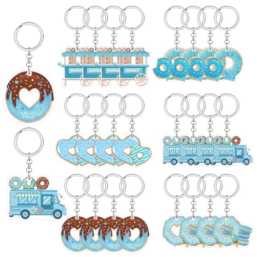 Donut-Schlüsselanhänger, Partyzubehör, blauer Donut-Geburtstag, Party-Dekorationen, Acryl-Schlüsselanhänger, Donut-Geschenke, Zubehör für Jungen und Mädchen, süßer Donut-Geburtstag, Babyparty von Merrystorm