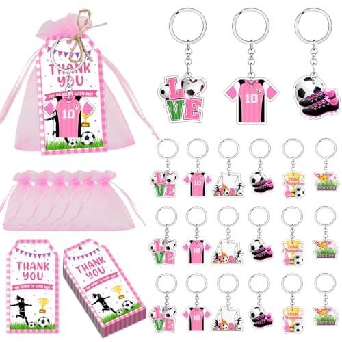 Fußball-Schlüsselanhänger, Partyzubehör, rosa Dankeschön-Etiketten, Geschenktüten, Acryl, Sport-Schlüsselanhänger, rosa Organza-Beutel für Fußball-Thema, Babyparty, Kindergeburtstag, Schule, Karneval Fußball-Schlüsselanhänger, Partyzubehör, rosa Dankeschön-Etiketten, Geschenktüten, Acryl, Sport-Schlüsselanhänger, rosa Organza-Beutel für Fußball-Thema, Babyparty, Kindergeburtstag, Schule, Karneval von Merrystorm