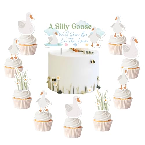 Goose Babyparty-Dekorationen, eine alberne Gans wird bald auf der losen Kuchendekoration Gans sein, grüne Bauernhoftier-Baby-Party-Dekoration für Jungen und Mädchen, Gans-Thema, Babyparty-Zubehör Goose Babyparty-Dekorationen, eine alberne Gans wird bald auf der losen Kuchendekoration Gans sein, grüne Bauernhoftier-Baby-Party-Dekoration für Jungen und Mädchen, Gans-Thema, Babyparty-Zubehör von Merrystorm