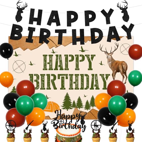 Hirsch Jagd Geburtstag Party Dekoration, Hirsch Happy Birthday Hintergrund Glitzer Banner Kuchen Topper Camo Jagd Thema Cupcake Toppers Latex Ballons für Jungen Jagd Geburtstag Party Dekor Supplies Hirsch Jagd Geburtstag Party Dekoration, Hirsch Happy Birthday Hintergrund Glitzer Banner Kuchen Topper Camo Jagd Thema Cupcake Toppers Latex Ballons für Jungen Jagd Geburtstag Party Dekor Supplies von Merrystorm