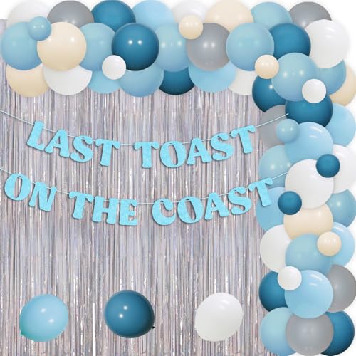 Last Toast on the Coast Bachelorette Party Dekoration Blau Küste Blau Last Toast on the Coast Banner Folie Regenvorhang Küstenmotiv Latexballons für Frauen Bachelorette Brautdusche Supplies von Merrystorm