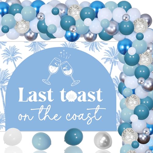 Last Toast on the Coast Bachelorette Party Dekorationen Blau Nautische Brautdusche Dekor Küste Hintergrund Blau Ballon Girlande Bogen Kit für Strand Bach Bachelorette Brautdusche Hochzeit Party von Merrystorm