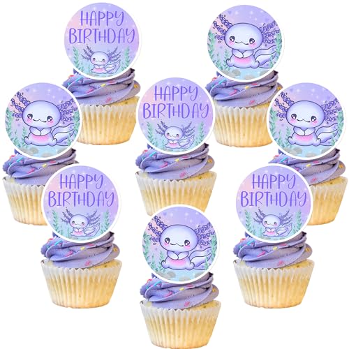 Merrystorm Axolotl Cupcake-Topper, violett, 36 Stück, Geburtstag, Babyparty, Kuchendekoration, Cupcake-Topper, Feier, Party, Fest, purple von Merrystorm