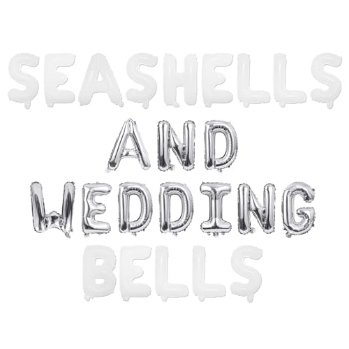 Muscheln und Hochzeitsglocken Ballon Banner, Muscheln und Hochzeitsglocken Junggesellinnenabschied Dekorationen Küste Strand Dekor für Frauen Strand Thema Verlobung Hochzeit Brautdusche Party Supplies von Merrystorm