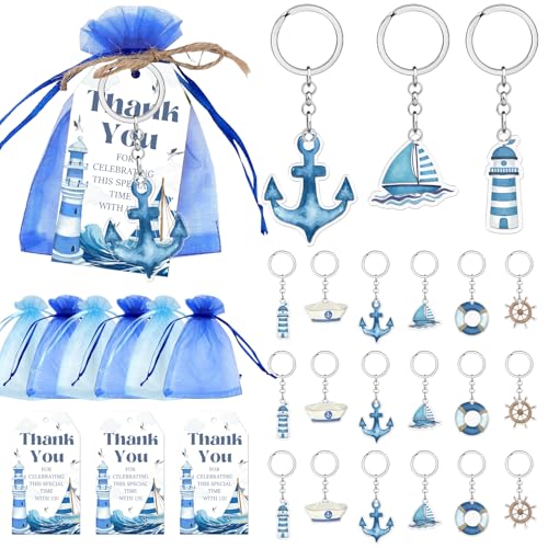 Nautische Partygeschenke, Matrosen-Thema, Dankeschön-Tags, Anker, Leuchtturm, Segelboot, Acryl-Schlüsselanhänger, blaue Geschenktüten, Ozean-Party-Dekorationen für Babyparty, Geburtstag, Partyzubehör Nautische Partygeschenke, Matrosen-Thema, Dankeschön-Tags, Anker, Leuchtturm, Segelboot, Acryl-Schlüsselanhänger, blaue Geschenktüten, Ozean-Party-Dekorationen für Babyparty, Geburtstag, Partyzubehör von Merrystorm