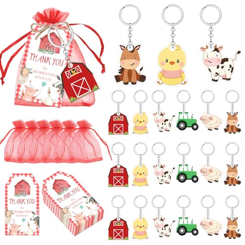 Partygeschenke mit Bauernhoftieren, Geburtstagsdekorationen, Tüten, Füllstoff, Barnyard Kuh, Pferd, Dankeschön, Schlüsselanhänger, rote Organza-Beutel für Kinder, Barnyard Holy Cow I'm One, Geburtstag Partygeschenke mit Bauernhoftieren, Geburtstagsdekorationen, Tüten, Füllstoff, Barnyard Kuh, Pferd, Dankeschön, Schlüsselanhänger, rote Organza-Beutel für Kinder, Barnyard Holy Cow I'm One, Geburtstag von Merrystorm