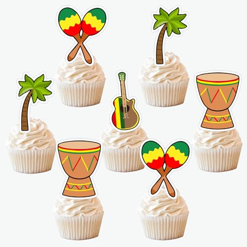 Reggae Cupcake-Topper, Palme, Reggae-Musik, Cupcake-Topper, Jamaikanische Rastafari-Palme, Kuchendekorationen für einen geliebten ersten Geburtstag, Dekoration, Rasta, jamaikanische Musik Reggae Cupcake-Topper, Palme, Reggae-Musik, Cupcake-Topper, Jamaikanische Rastafari-Palme, Kuchendekorationen für einen geliebten ersten Geburtstag, Dekoration, Rasta, jamaikanische Musik von Merrystorm