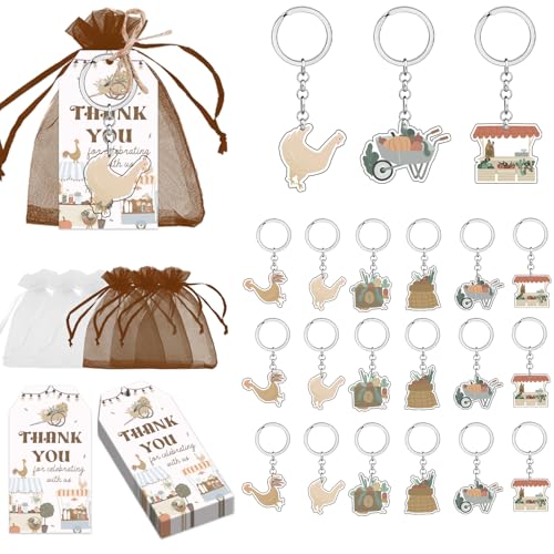 Schlüsselanhänger mit Bauernmarkt-Thema, Acryl, Partygeschenk-Set, "She's Fresh Off the Market", Schlüsselanhänger, Gemüse, Blumen, Dankeschön, braun-weiße Organza-Beutel und für Brautparty Schlüsselanhänger mit Bauernmarkt-Thema, Acryl, Partygeschenk-Set, "She's Fresh Off the Market", Schlüsselanhänger, Gemüse, Blumen, Dankeschön, braun-weiße Organza-Beutel und für Brautparty von Merrystorm