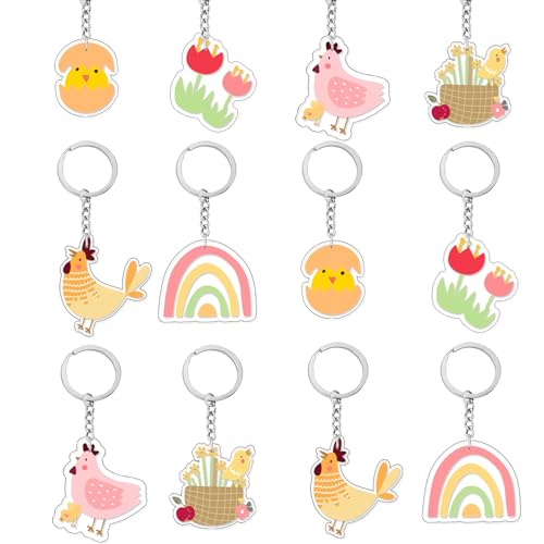 Schlüsselanhänger mit Huhn, Motiv: Bauernhoftiere, Acryl-Schlüsselanhänger, niedliches Küken, Junggesellinnenabschied, Geschenk, Zubehör für Kinder, Bauernhof, kleines Küken ist ein 1. Geburtstag von Merrystorm