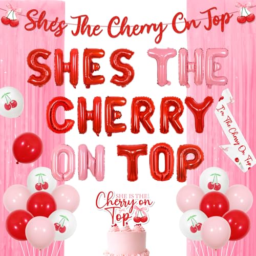 She's the Cherry on Top Party Dekoration, Cherry on Top Banner Glitter Sweet Cherry Cake Topper I'm the Cherry on Top Schärpe für Mädchen Geburtstagsparty Kokette Kirschen Junggesellinnenabschied She's the Cherry on Top Party Dekoration, Cherry on Top Banner Glitter Sweet Cherry Cake Topper I'm the Cherry on Top Schärpe für Mädchen Geburtstagsparty Kokette Kirschen Junggesellinnenabschied von Merrystorm