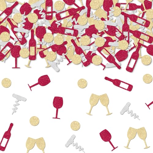 Weinflaschen-Champagner-Konfetti, glitzerndes Rotweinglas-Tisch-Konfetti, Weinprobe, Party-Dekorationen für Frauen, Junggesellinnenabschied, Brautparty, Verlobung, Valentinstag, Hochzeit, Weinflaschen-Champagner-Konfetti, glitzerndes Rotweinglas-Tisch-Konfetti, Weinprobe, Party-Dekorationen für Frauen, Junggesellinnenabschied, Brautparty, Verlobung, Valentinstag, Hochzeit, von Merrystorm