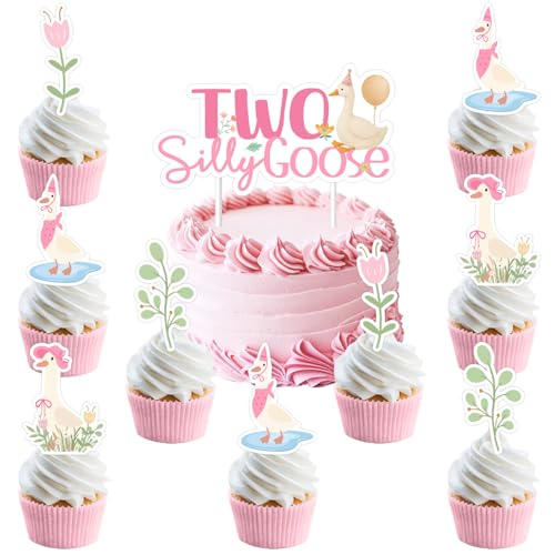 Zwei alberne Gänse-Kuchen-Cupcake-Topper, Gans 2. Geburtstag, Dekoration, rosa Blumenmuster, alberne Gänse, Kuchendekorationen für Mädchen, Bauernhoftier-Thema, zweiter Geburtstag, Party-Dekorzubehör Zwei alberne Gänse-Kuchen-Cupcake-Topper, Gans 2. Geburtstag, Dekoration, rosa Blumenmuster, alberne Gänse, Kuchendekorationen für Mädchen, Bauernhoftier-Thema, zweiter Geburtstag, Party-Dekorzubehör von Merrystorm