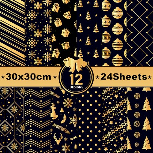 Scrapbook Papier 30x30 CM - Rentier Weihnachtsbaum Muster Doppelseitiges Scrapbooking, 12 Muster 24 Blatt Urlaub Decoupage, Schneeflocken Dekorpapier Schwarz Bastelpapier Scrapbook Papier 30x30 CM - Rentier Weihnachtsbaum Muster Doppelseitiges Scrapbooking, 12 Muster 24 Blatt Urlaub Decoupage, Schneeflocken Dekorpapier Schwarz Bastelpapier von MerwDeeyt