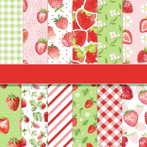 Scrapbook Papier 30x30 Scrapbook Bastelpapier mit Erdbeere Muster, 24 Blatt Sommer Scrapbooking Papier Obst Muster Dekorpapier, Doppelseitiges Motivpapier Decoupage Papier für Journal Scrapbooking Scrapbook Papier 30x30 Scrapbook Bastelpapier mit Erdbeere Muster, 24 Blatt Sommer Scrapbooking Papier Obst Muster Dekorpapier, Doppelseitiges Motivpapier Decoupage Papier für Journal Scrapbooking von MerwDeeyt