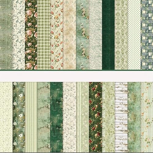 Scrapbook Papier Blumen Muster Doppelseitiges Scrapbook Bastelpapier, 24 Muster 24 Blatt Scrapbooking Papier Motivpapier, Decoupage Papier Dekorpapier (Grün, 30,5x30,5 cm/12x12 inch) von MerwDeeyt