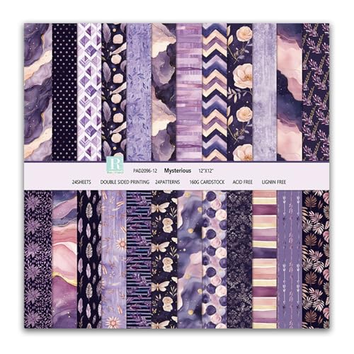 Scrapbook Papier Blumen Muster Scrapbook Bastelpapier, 24 Blat Doppelseitiges Boho Dekorpapier, MerwDeeyt Buntes Motivpapier für Journal Scrapbooking Fotoalbum Dekoration (Dunkelviolett, 30,5x30,5 cm) Scrapbook Papier Blumen Muster Scrapbook Bastelpapier, 24 Blat Doppelseitiges Boho Dekorpapier, MerwDeeyt Buntes Motivpapier für Journal Scrapbooking Fotoalbum Dekoration (Dunkelviolett, 30,5x30,5 cm) von MerwDeeyt