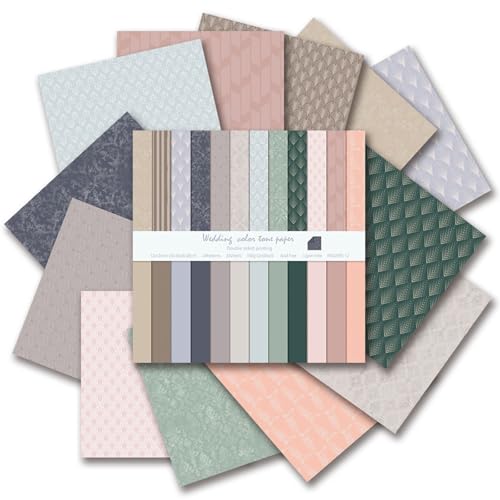 Scrapbook Papier Buntes Scrapbook Bastelpapier mit Muster, 24 Blat Scrapbooking Papier Doppelseitiges Dekorpapier, Boho Motivpapier Decoupage Papier für Journal Scrapbooking (Grau, 30,5x30,5 cm) von MerwDeeyt