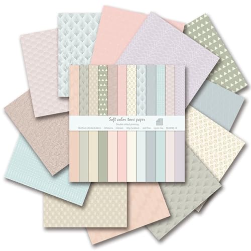 Scrapbook Papier Buntes Scrapbook Bastelpapier mit Muster, 24 Blat Scrapbooking Papier Doppelseitiges Dekorpapier, Boho Motivpapier Decoupage Papier für Journal Scrapbooking (Rosa, 30,5x30,5 cm) von MerwDeeyt