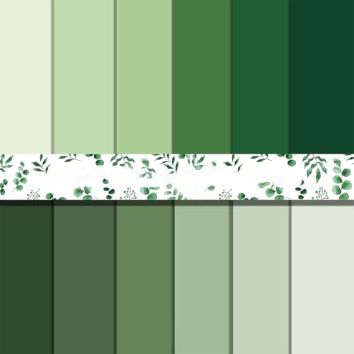 Scrapbook Papier Grün Scrapbook Bastelpapier, 30x30 cm/12x12 inch Scrapbooking Papier Doppelseitiges Dekorpapier, 24 Blatt Decoupage Papier für Journal Scrapbooking von MerwDeeyt