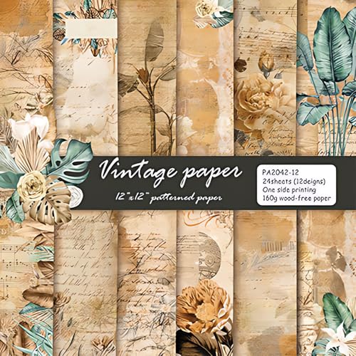 Scrapbook Papier Vintage Scrapbooking Papier, 24 Blatt Einseitiges Decoupage Papier Blumen Dekorpapier, Scrapbook Bastelpapier für Journal Scrapbooking, DIY Kartenherstellung, 30,5x30,5 cm/12x12 in Scrapbook Papier Vintage Scrapbooking Papier, 24 Blatt Einseitiges Decoupage Papier Blumen Dekorpapier, Scrapbook Bastelpapier für Journal Scrapbooking, DIY Kartenherstellung, 30,5x30,5 cm/12x12 in von MerwDeeyt