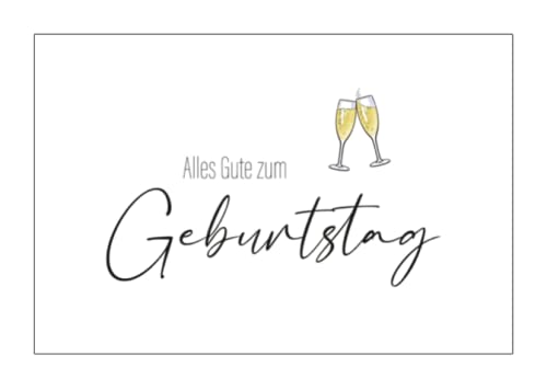 1 Premium Geburtstagskarte Happy Birthday - 10,5x14,8cm - Klappkarte (Designerpapier) mit 1 braunen Umschlag (Naturpapier) - Karte zum Geburtstag Alles Gute Glückwunschkarten, Weiß Gold von Merz Designkarten