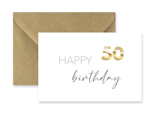 1 Premium-Geburtstagskarte zum 50. Geburtstag runder Geburtstag Klappkarte 10,5x14,8cm mit Umschlag happy birthday fünfzig Jahre Glückwunschkarte von Merz Designkarten
