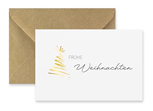 Merz Designkarten Merz - 1 Stück Weihnachtskarte mit Umschlag in Naturpapier 10,5 x 14,8 cm - Weihnachtsgrußkarte Merry Christmas - Klappkarte mit Weihnachtsmotiv - 100% Made in Germany von Merz Designkarten