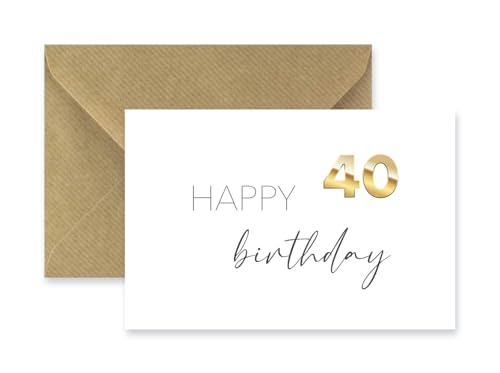1 edle Premium-Geburtstagskarte zum 40. Geburtstag runder Geburtstag Klappkarte 10,5x14,8cm mit Umschlag happy birthday vierzig Jahre Glückwunschkarte von Merz Designkarten