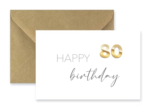 1 edle Premium-Geburtstagskarte zum 80. Geburtstag runder Geburtstag Klappkarte 10,5x14,8cm mit Umschlag happy birthday achzig Jahre Glückwunschkarte von Merz Designkarten