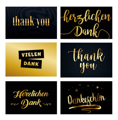 6 Premium Dankekarten (Klappkarten) 12x18cm - mit 6 edlen Umschläge, Danke, Dankeschön, Karten, Dankeskarten, Hochzeit, Geburt, Baby, Taufe, Abschied, Geburtstag, Jubiläum von Merz Designkarten