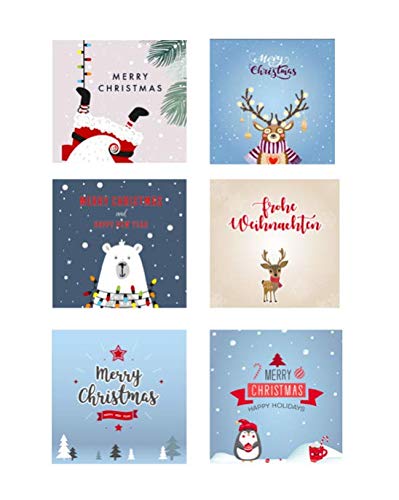 6 Premium Weihnachtskarten Klappkarten mit 6 weißen Umschläge Grußkarten für Weihnachten quadratisch 14,8x14,8cm Karten Postkarten Weihnachtskarten für Weihnachtsgrüsse von Merz Designkarten